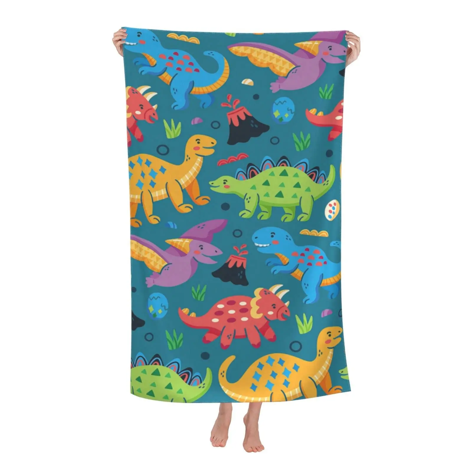 

Dinosaur Beach Towel for Boys Kids Microfiber Bath Towel for Sport Travel Pool Oversized Quick Dry Beach Blanket Picnic Yoga Mat