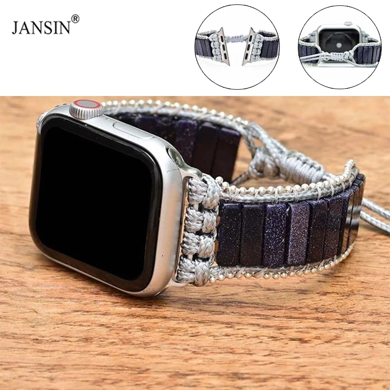

Women Bohemia Strap For Apple Watch 44mm 40mm 41mm 45mm Ultra 2 49mm Natural Stone Bracelet Multi Wrap for iWatch 9 8 7 Se 6 5 4