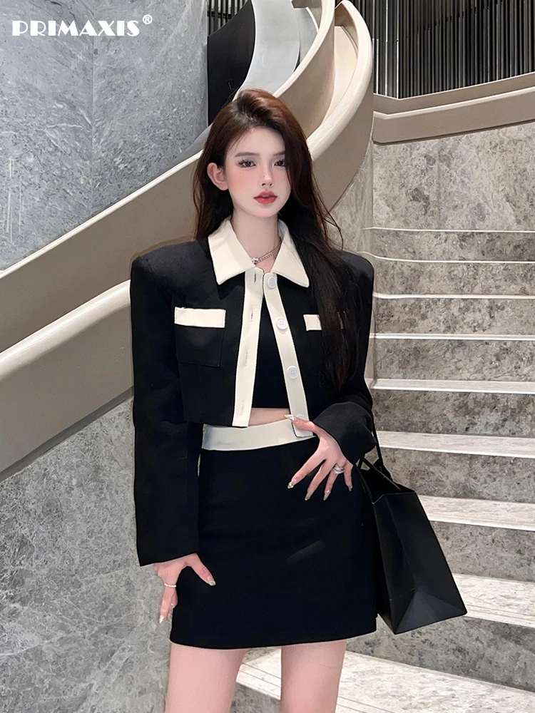 Two-piece Women's Clothing Women's Suits Set 2 Elegant Pieces Blazers Tweed Suit Skirts Sets Skirt Outfits 2022 Fall Autumn beige men suits for business wedding groom tuxedos 2 pieces jacket pants groomsmen sets best man blazers costume homme ternos