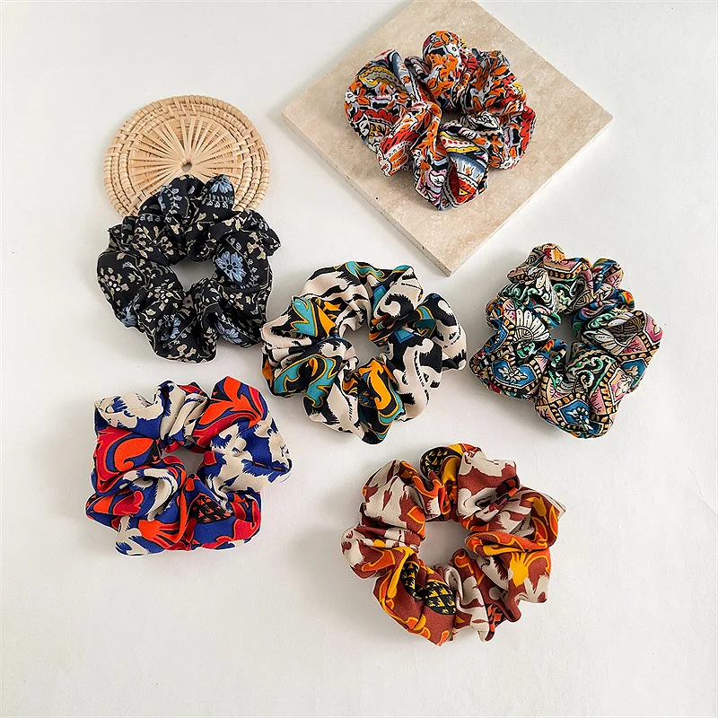 

Woman Classic Exotic Charm Mysterious Pattern Series Summer Elastics Hair Band Lady Scrunchies Hair Ties Girls Hair Accessories