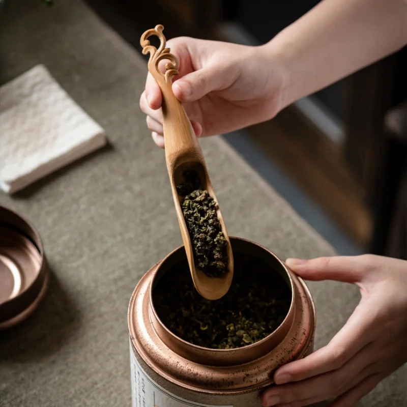 Handmade Bamboo Tea Scoop Traditional Zen Kung Fu Teaware Accessories Kitchen Seasoning Dispenser Tool Coffee Bean Spoon Shovel Tea Spoons