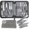 15pcs Stainless Steel Nail Clipper Cutter Trimmer Earpick Grooming Kit Manicure Pedicure Scissor Tweezer Nail Tools Set With Bla 1