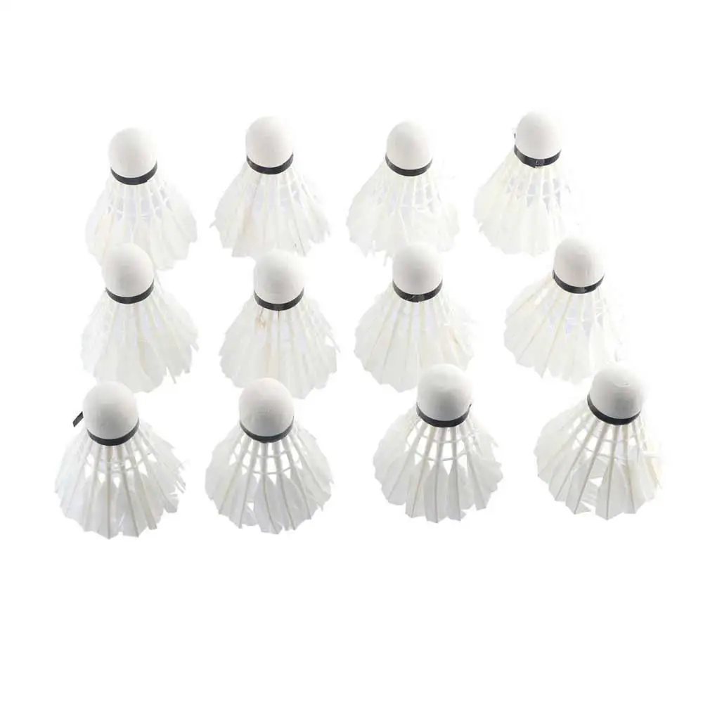 Super Durable Elastic Fitness Cork Game Sports Goose Feather 12 Pcs Badminton Balls Shuttlecock