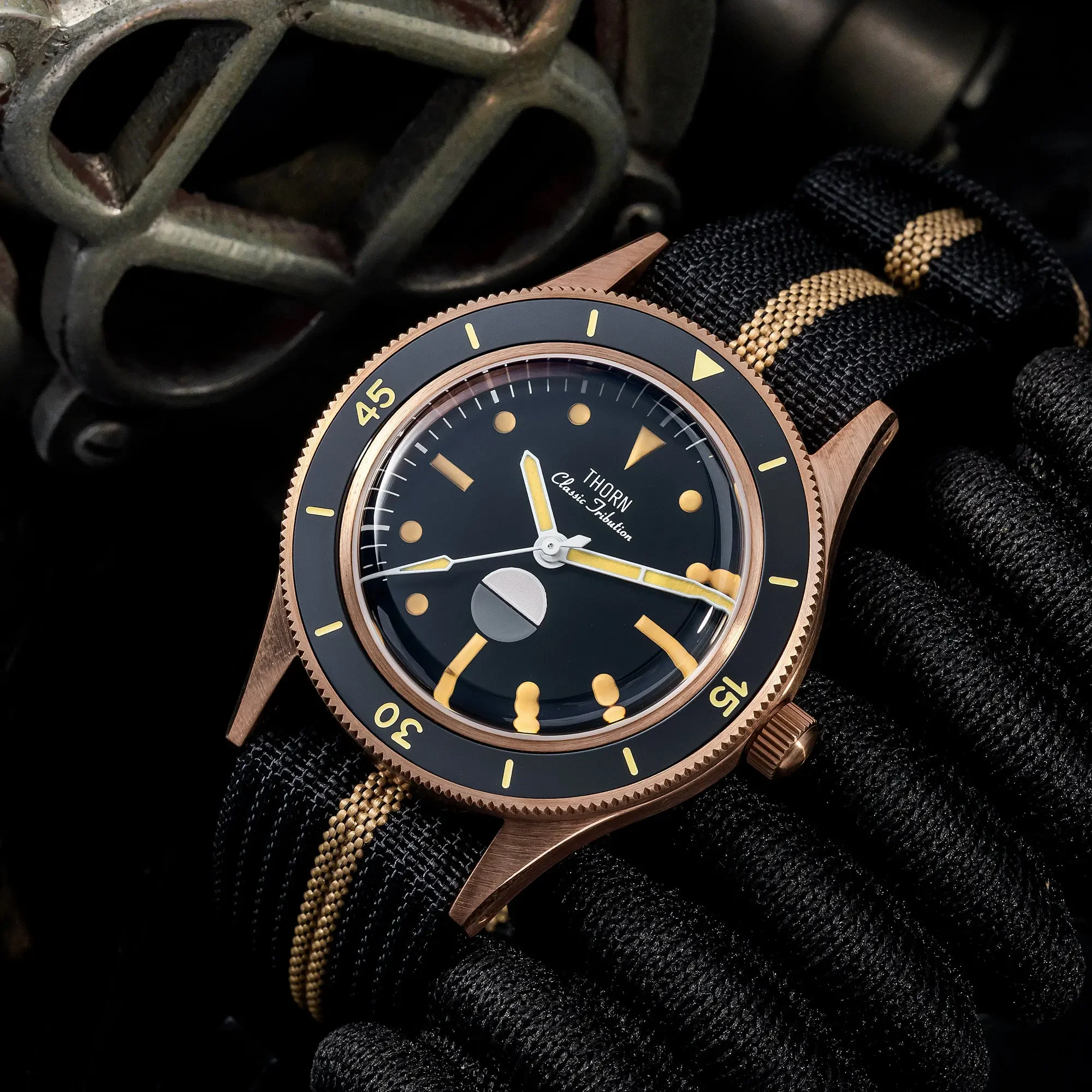 THORN Watch For Men Hygrometer Vintage 50-Fathoms Tin Bronze 