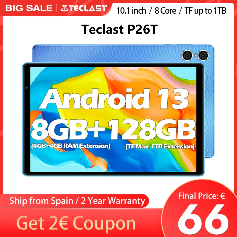 Teclast P26T Tablet, 4Gb Ram (+4Gb Expansion Ram), 64Gb