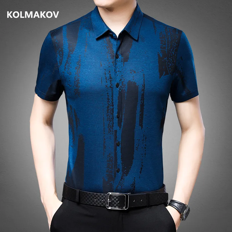 

Мужская модная рубашка в стиле смарт-кэжуал с коротким рукавом, летняя мужская рубашка с принтом, Облегающая рубашка, мужская рубашка большого размера, лето 2023