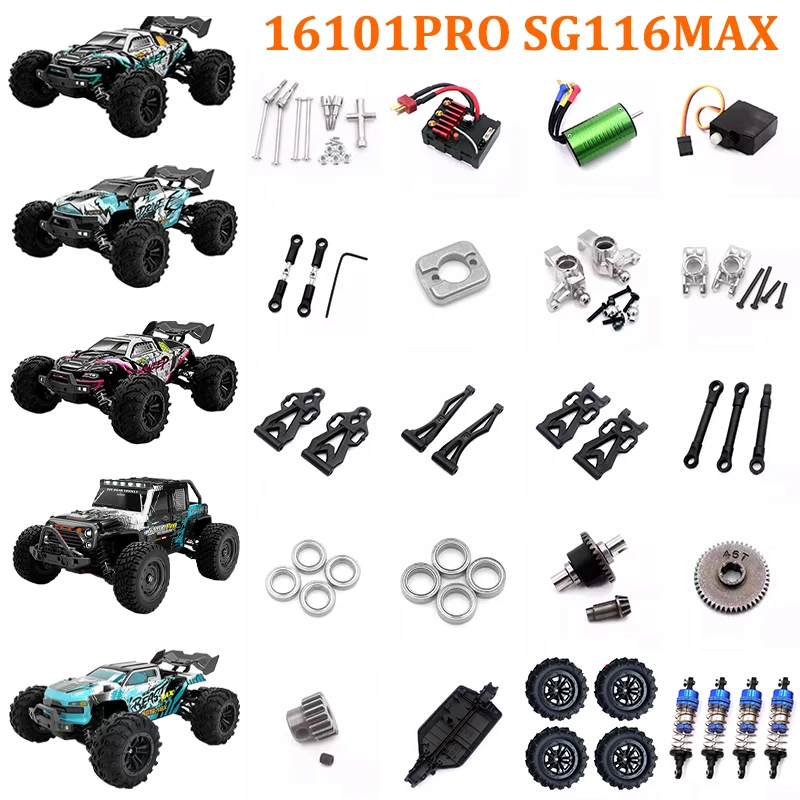 GTVNPOA - 4 Pneus Pour SCY 16101/16102 Pro - Roues RC 1:16 - Hexagone 12 Mm - Caoutchouc - Pièces De Mise à Niveau Pour Monstre Truck