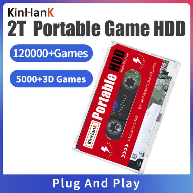  Kinhank 2TB Game Drive with 120000+ Games, Batocera 33 Game  System, External Hard Drive for Mac OS/PC/Windows XP/7/8/10/11, USB 3.0 :  Video Games