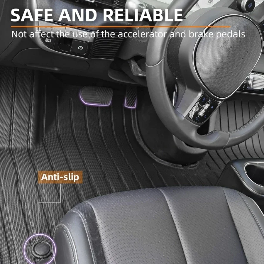 Car Floor Mats Seat Cover Back Cover All Weather XPE Floor Mat Cargo Liner For Hyundai Ioniq 5-Cargo Liner Rear Tray Trunk Waterproof Back Seat Cover