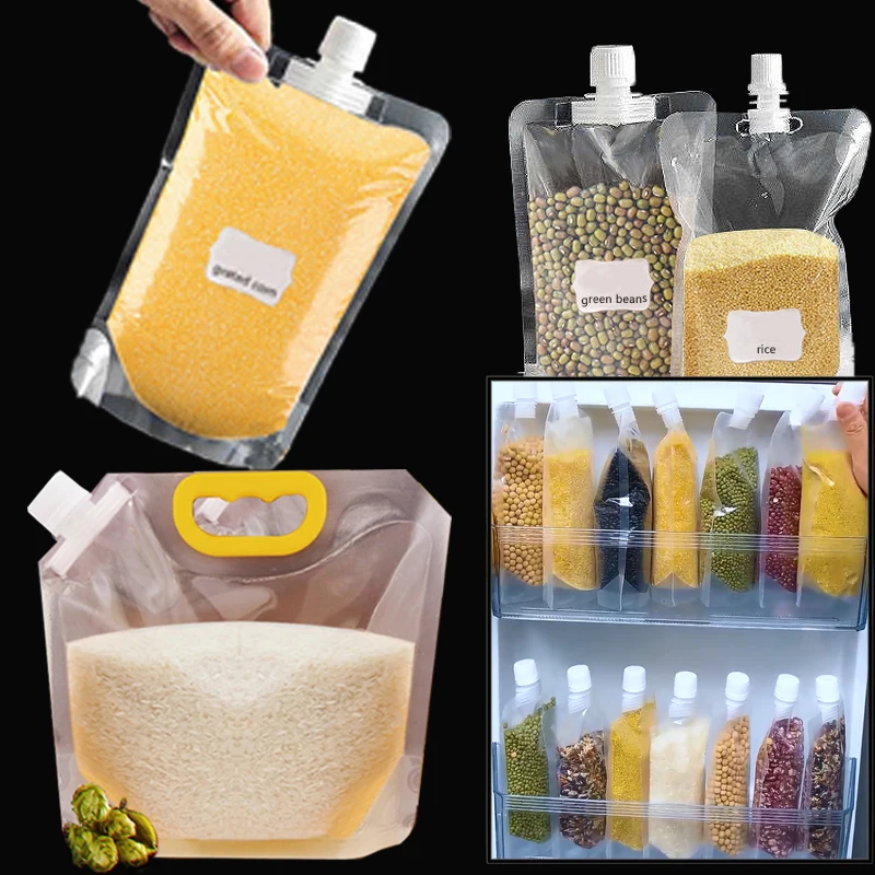 5Pcs Cereal Storage Bag, Transparent Vacuum Grain Storage Bag for Rice  Cereals Flour Nuts (1.5kg)