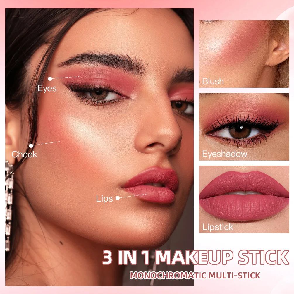 Cheek Bronzer Face Rouge Blusher Cream Natural High Color Rendering Brightening Skin Tone Lasting Multi-function Blush Stick New 3