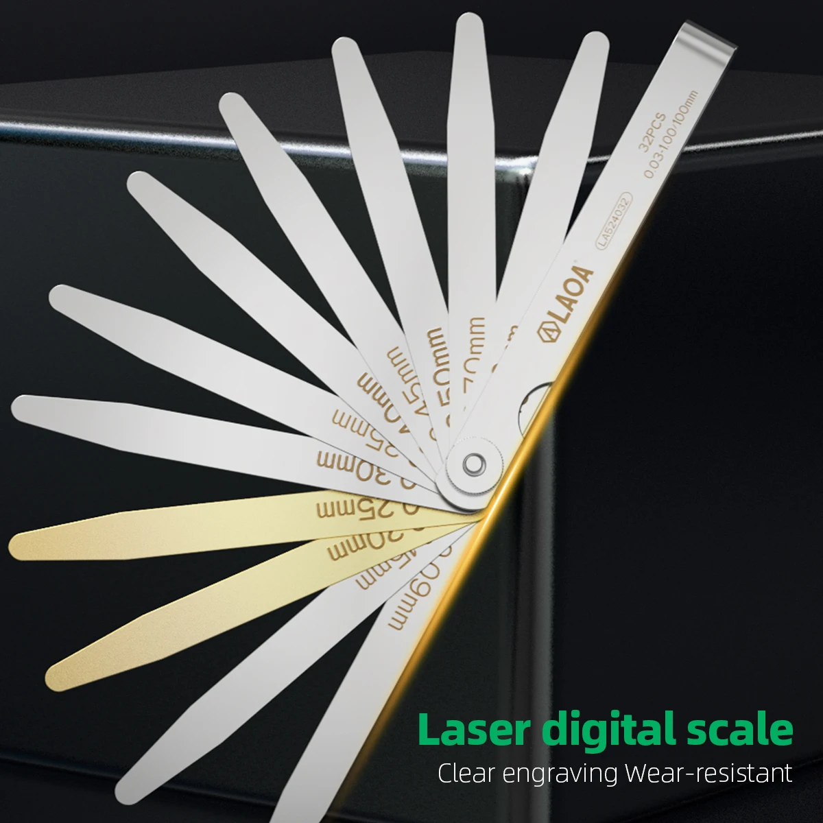 LAOA Metric Feeler Gauge 14-32PCS-Precision Stainless Steel & Brass Tool Set for Professional Measurements
