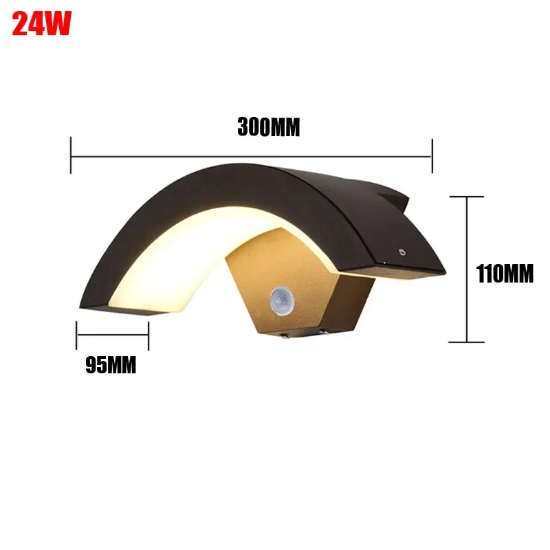 thumbnail image 1 of Lámpara de pared LED para exteriores, farola, con sensor de movimiento, cuerpo de aluminio, resistente a la intemperie, para iluminación de porches o jardines, 1 of 5