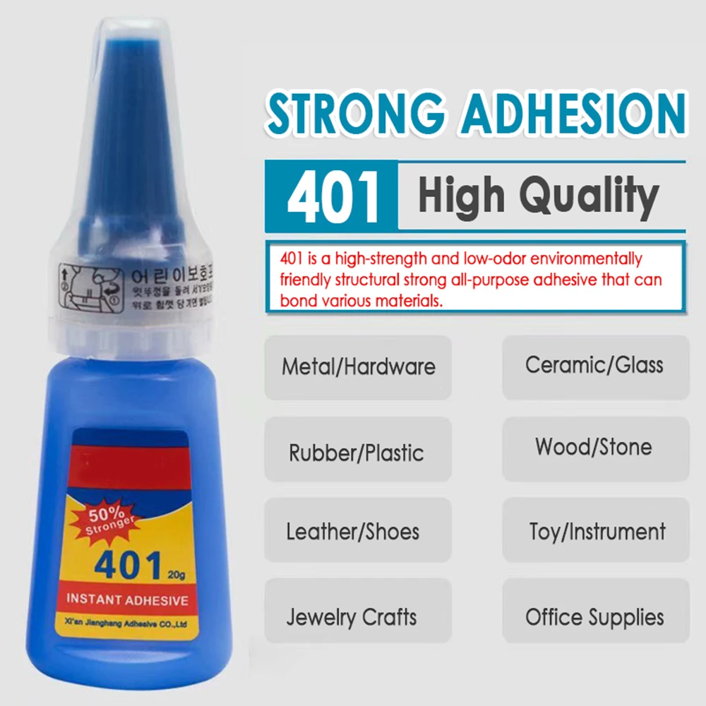 20g 401 Glue Instant Fast Adhesive 20ML Bottle Stronger Super Glue Multi-Purpose Fix Super Strong Liquid Colorless Adhesive