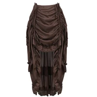 Steampunk Women Skirts Gothic Irregular Shirring Pleated Party Maxi Long Skirt High Low Costumes Punk Sexy Corset Plus Size Red - Image 2