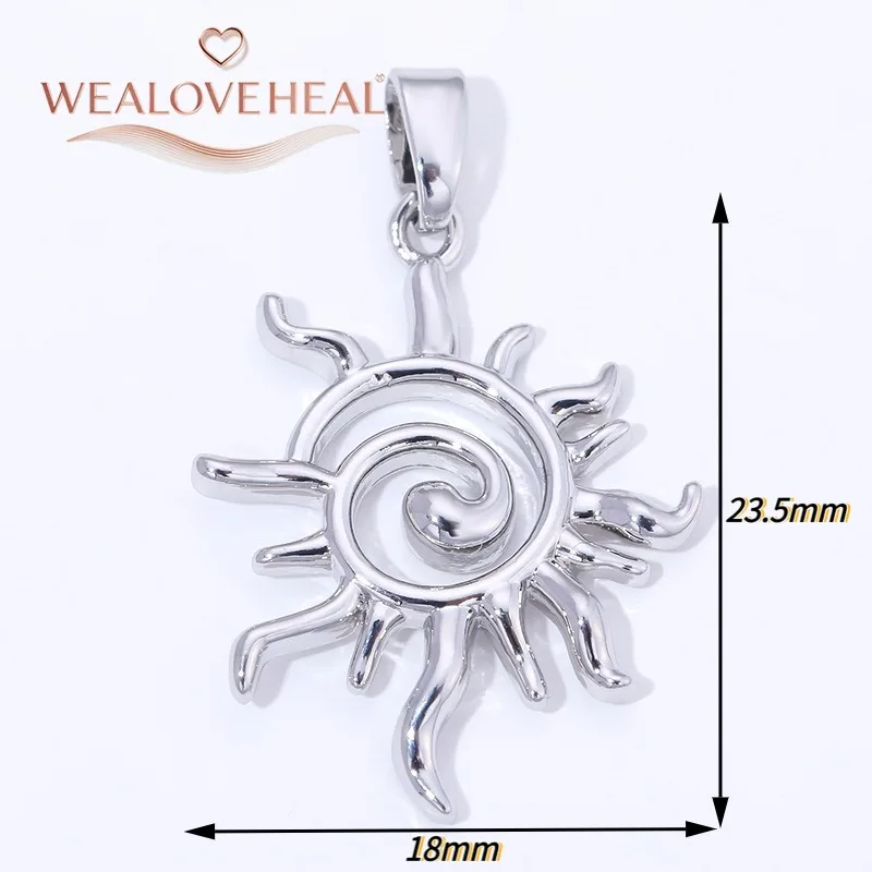 anhänger schmuckherstellung,18K Vergoldete Messing-Sonnenanhänger, Ovale Sonnenstrahlen-Charms mit Hängenden Geometrischen Anhängern, Hochwertige Schmuckkomponenten für Bastelarbeiten – Detail 29