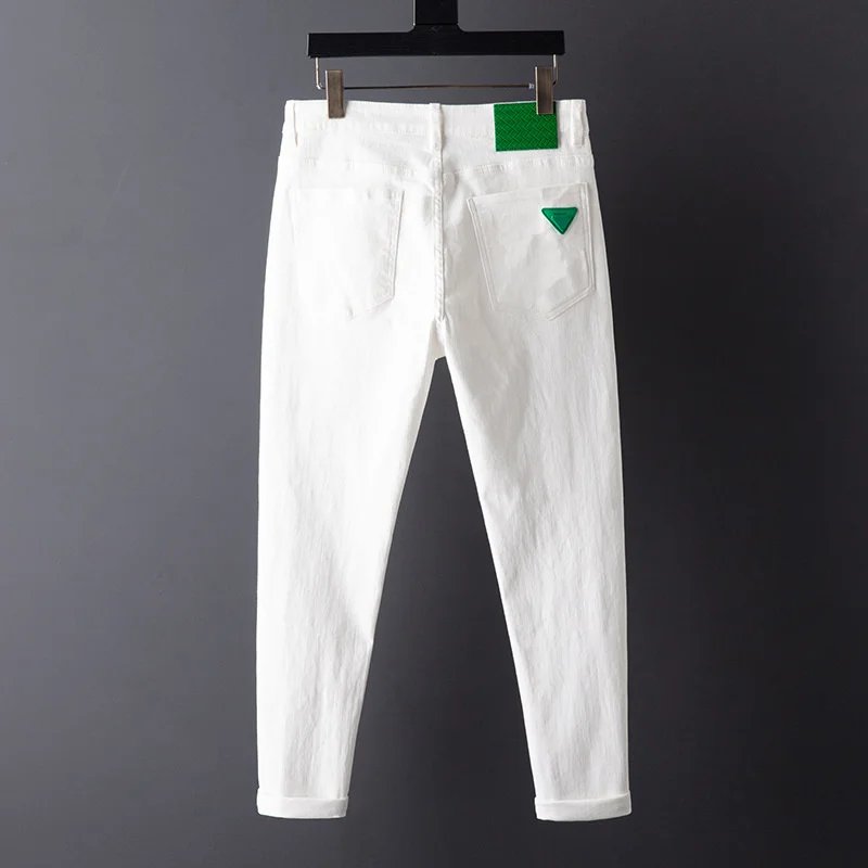 

2023 Spring Autumn New Men's Straight Fit Pure White Jeans Fashion Casual Classic Elasticity Denim Trousers Male Brand Pants