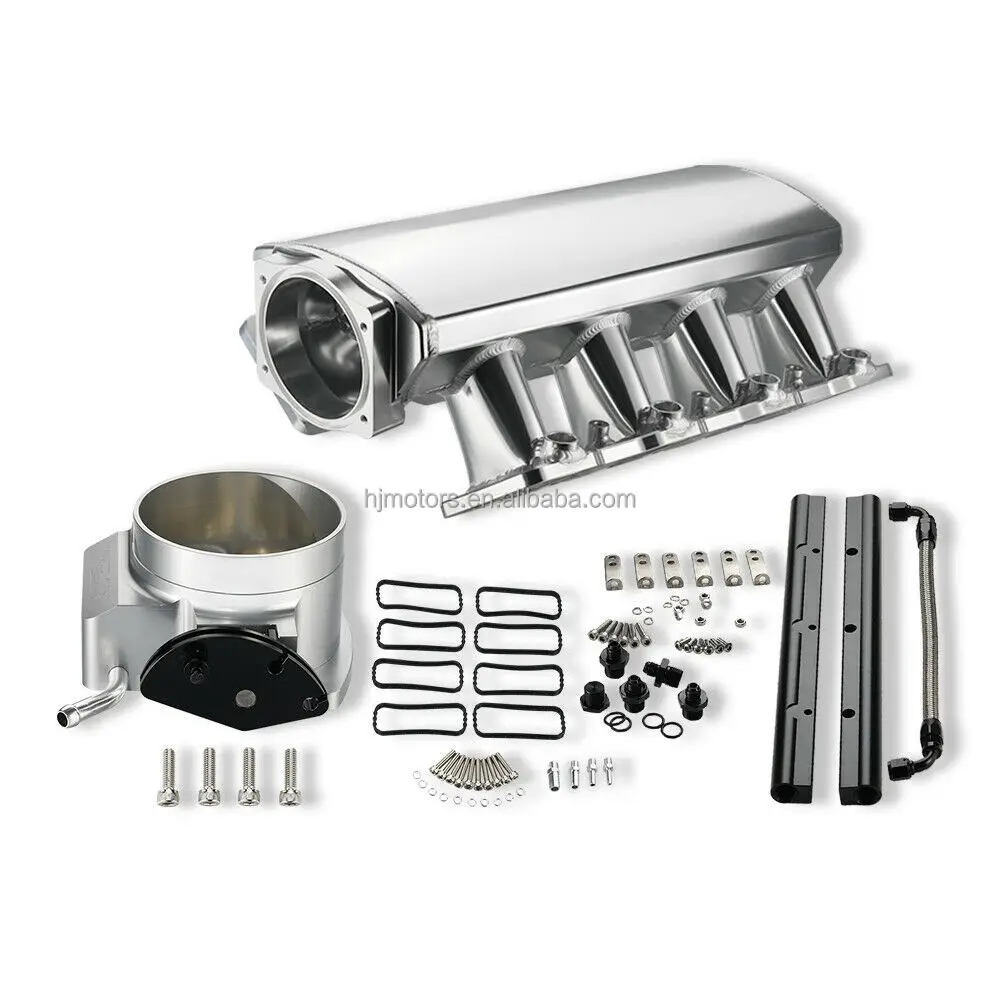 

102mm 92mm Intake Manifold LS1 LS2 LS6 Fuel Rail With Throttle Body Silver Black Cathedral Port ls Intake Manifold