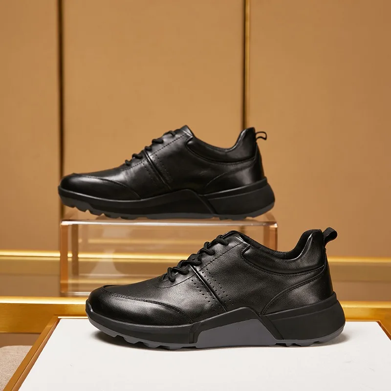 True Cow Genuine Leather Shoes Men Walking Loafers Luxury Soft Leisure Trekking Sport Trendy Sneakers Jogging Leathershoes Chic 3