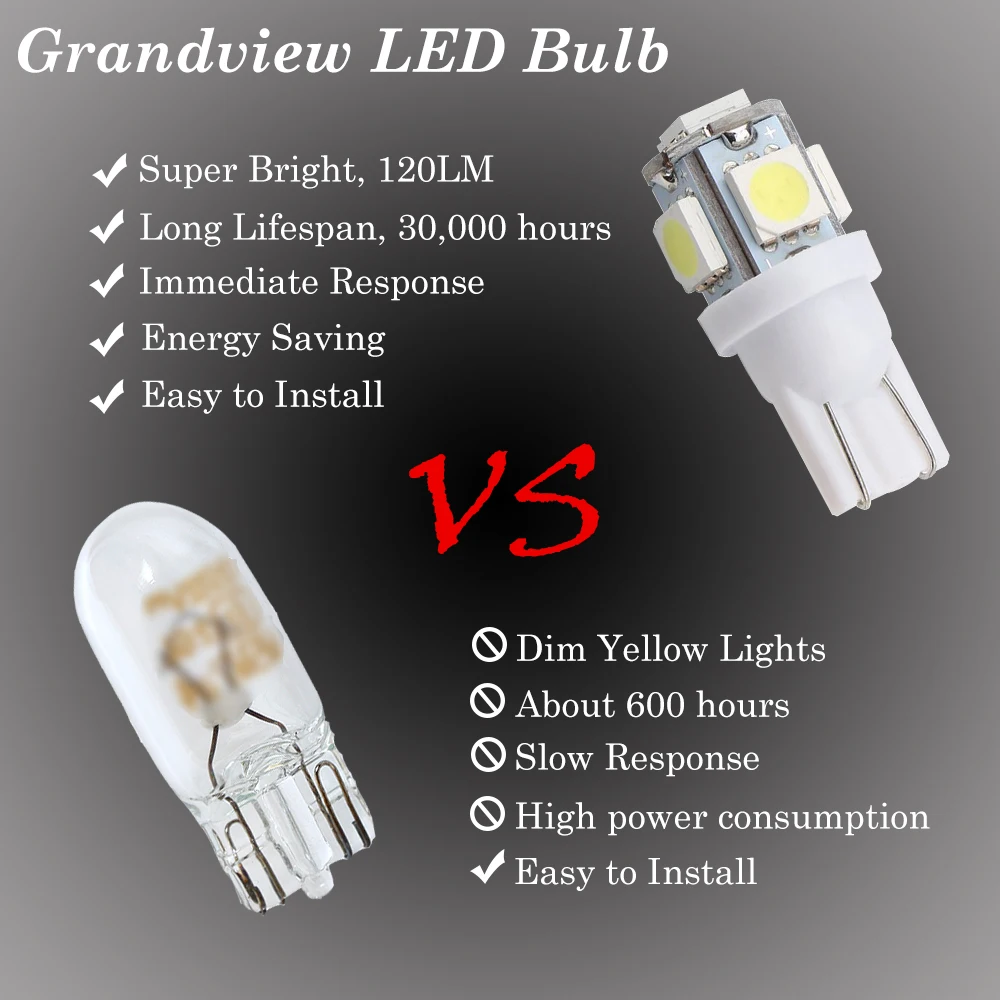 10PCS T10 W5W 6V 6.3V DC  194 168 2825  6 Ʈ Ѱ Led  ɺ   Led 