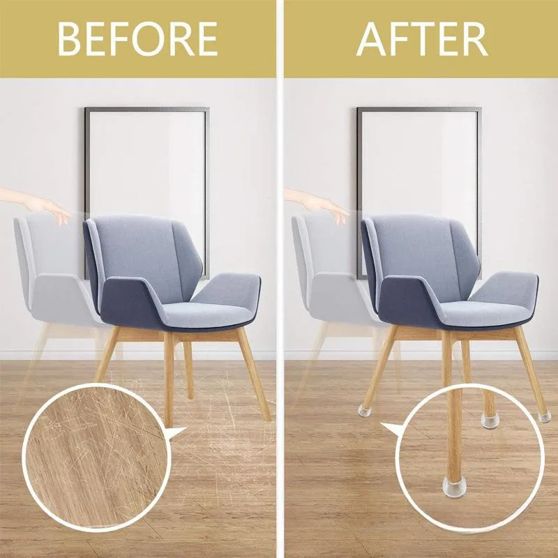 16Pcs Silicone Chair Leg Floor Protectors with Non-slip Felt Furniture Cups for Hardwood Floors Protect Floors from Scratches