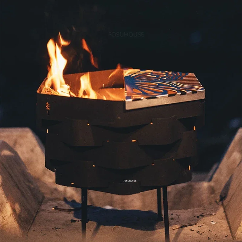 Courtyard Stainless Steel Fire Pit For Outdoor Heater Camping BBQ Stove Winter Folding Portable Utdoor Camping Charcoal Braziers