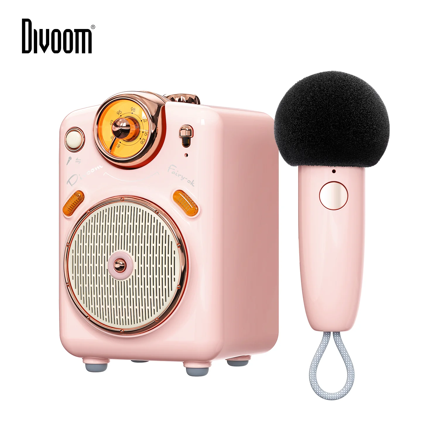 Divoom Fairy-OK Portable Bluetooth Speaker with Microphone Karaoke Function with Voice Change, FM Radio, TF Card