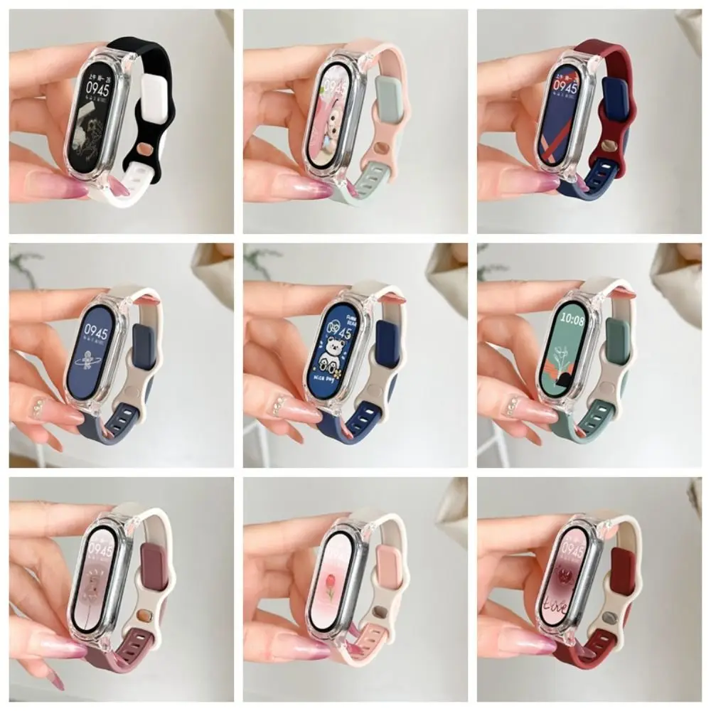 Sleek Two-Tone Button Style Watch Case with Breathable TPU Strap - Summer Edition