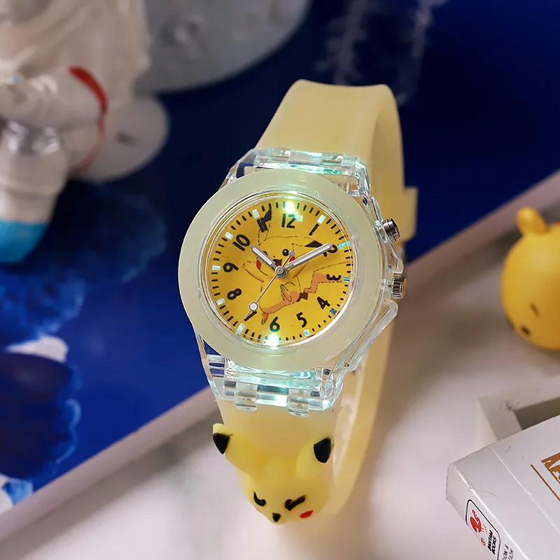 

Pokemon Anime Pikachu Mickey Minnie Mouse Colorful Glow Children's Watch Cartoon Kuromi Melody Doll Electronic Watch Kids Gift