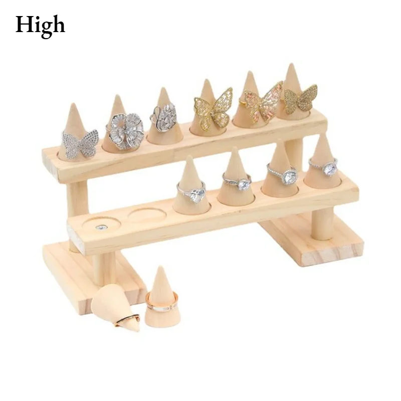 Ring Wood Jewelry Display Stand Organizer Jewelry Storage Event Display Holder Large Space Nature Wooden Base Shop Decor