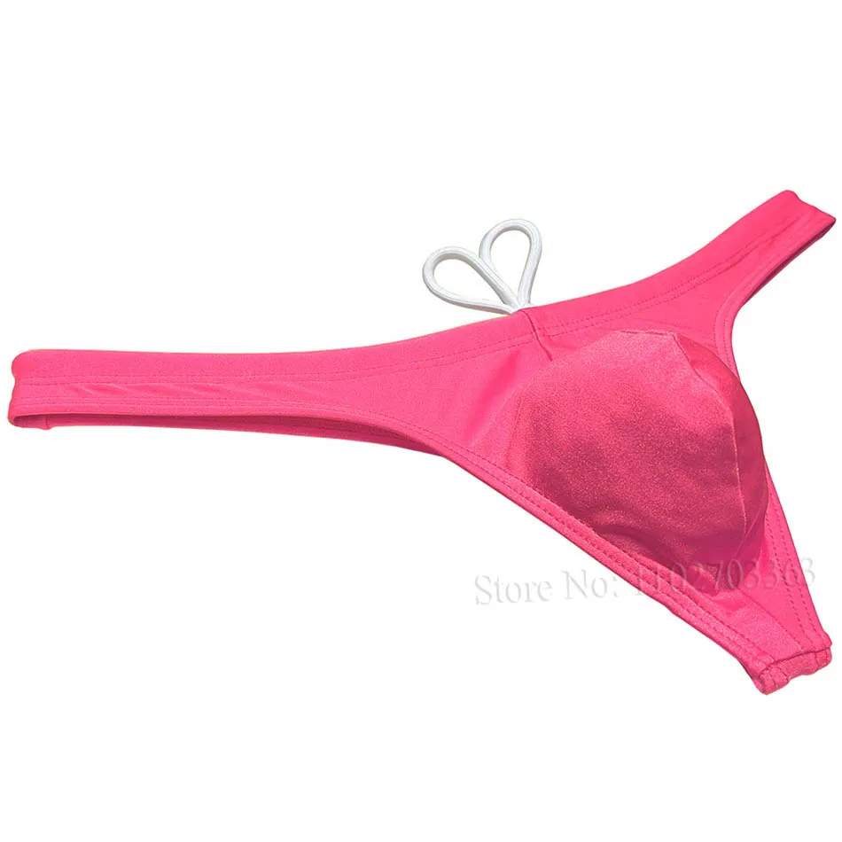 Men's Fashion Shiny Tangas Sexy Beachwear Wet Look Surfing Swimwear Swim Thong Bikini Surfwear Solid Bikini Swimsuit