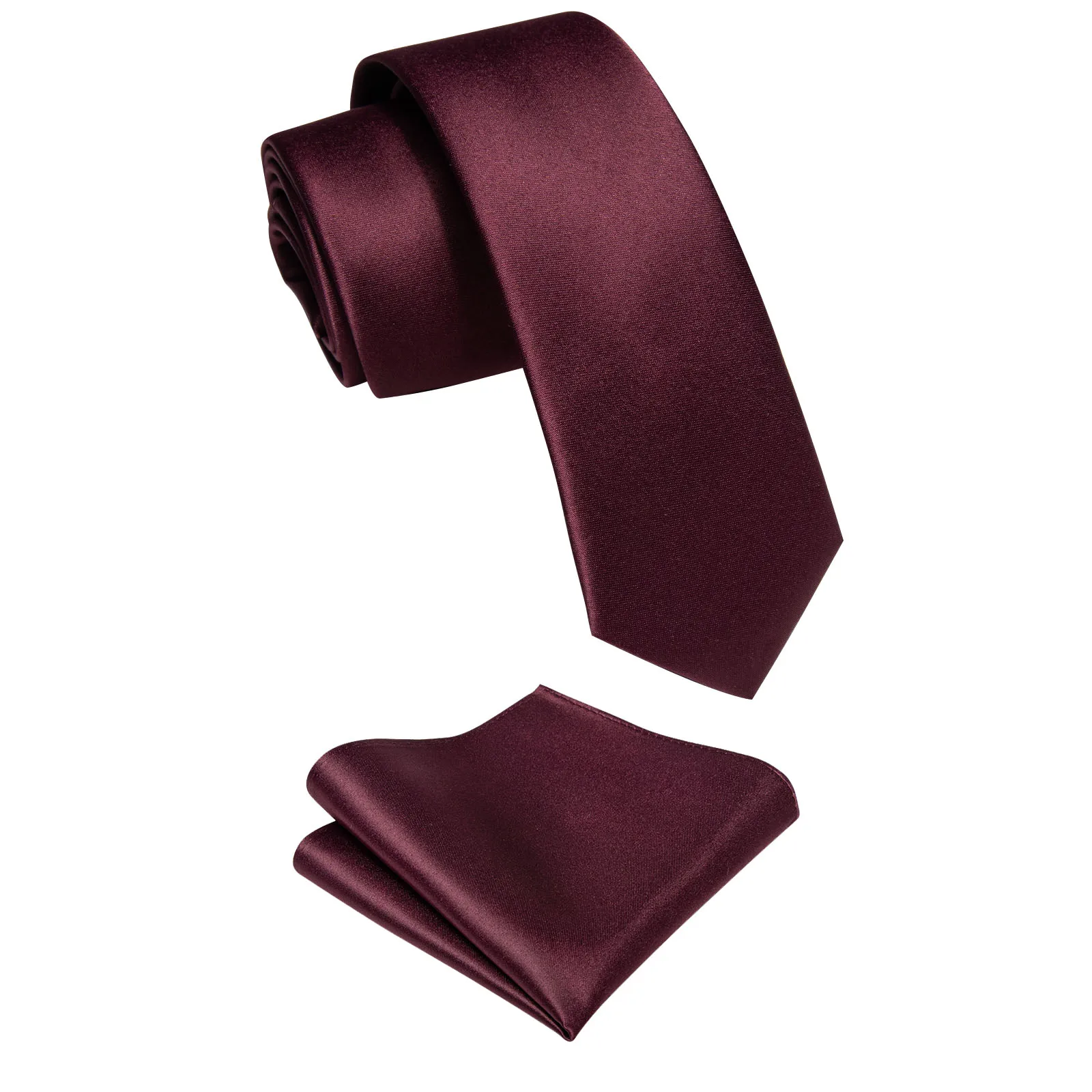 YourTies 6 CM Slim Men's Business Burgundy Solid Necktie Handkerchief Wedding Satin Silk Tie for Man Party corbatas para hombre