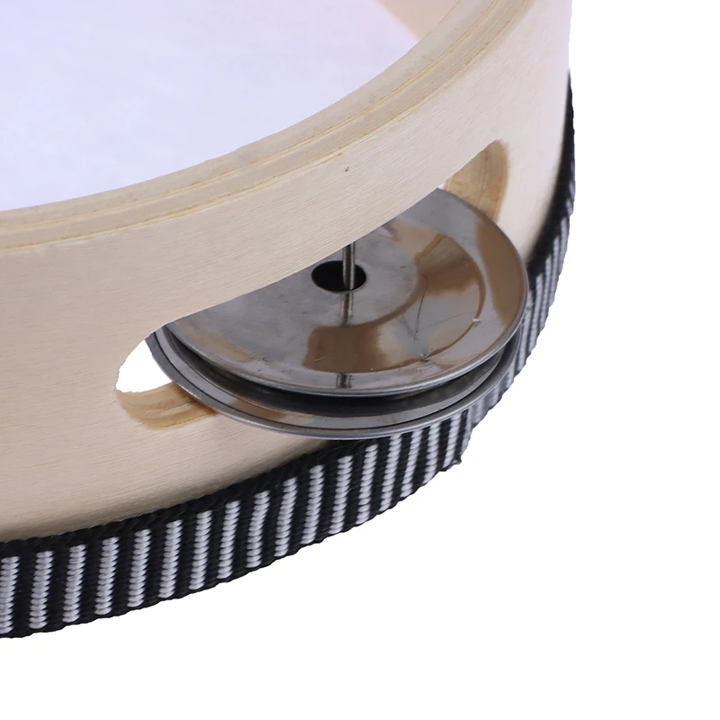 1PC Instrument Tambourine For Dance Concerts 15cm Original Wood Color Premium Wood Polyester Drumming Toy Tambourine