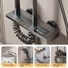 Space Aluminum Shower System,LED display Matte Gray Pressurized Shower Bath Shower Set Home Bathroom Drizzle System Set 2