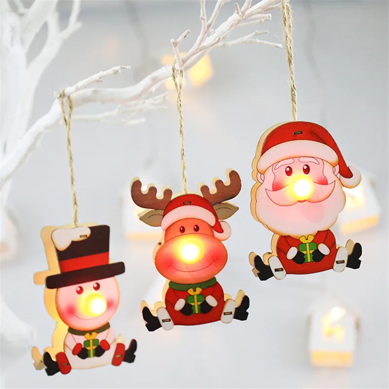 Coffret de décoration,Pendentif de sapin de noël en bois,guirlande