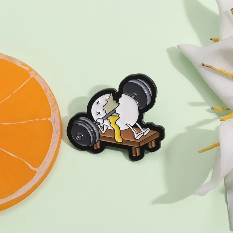 Ei Gewichtheben Fitness Emaille Pins benutzer definierte vorsichtig mit Ihrem Bauch Broschen Revers Abzeichen lustige Schmuck Geschenk für Freunde – Detail 7