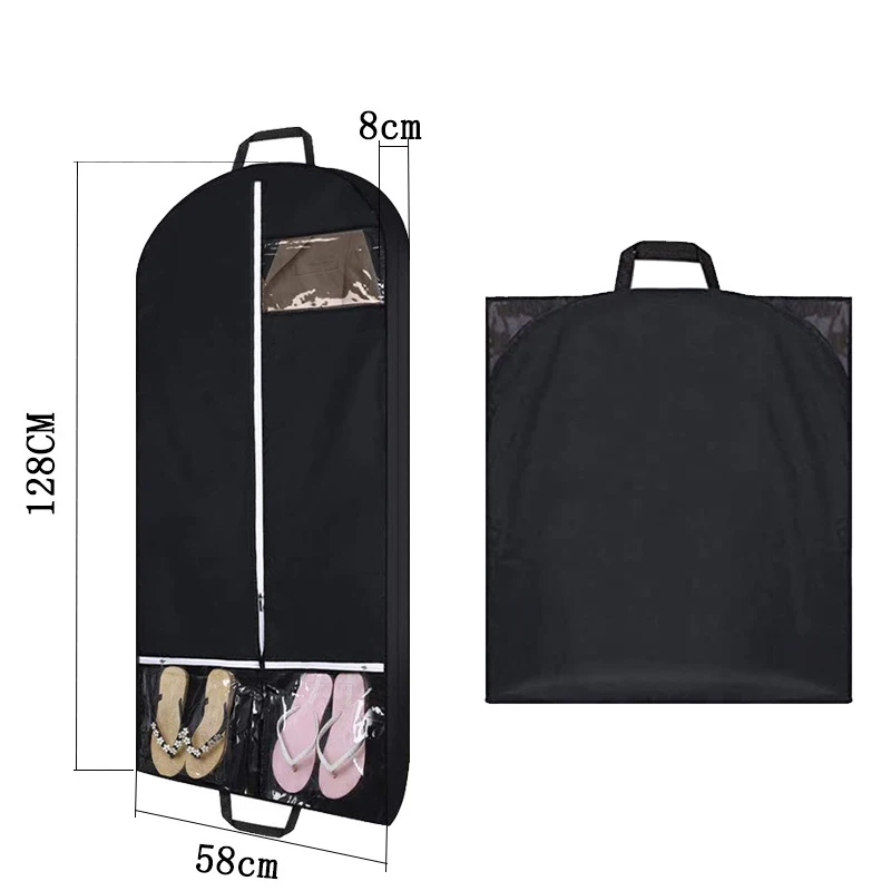 Borsa Porta Abiti Da Viaggio Con Cerniera, 152x60 Cm, In Tessuto Oxford, Per Abiti Lunghi E Cappotti, Nero