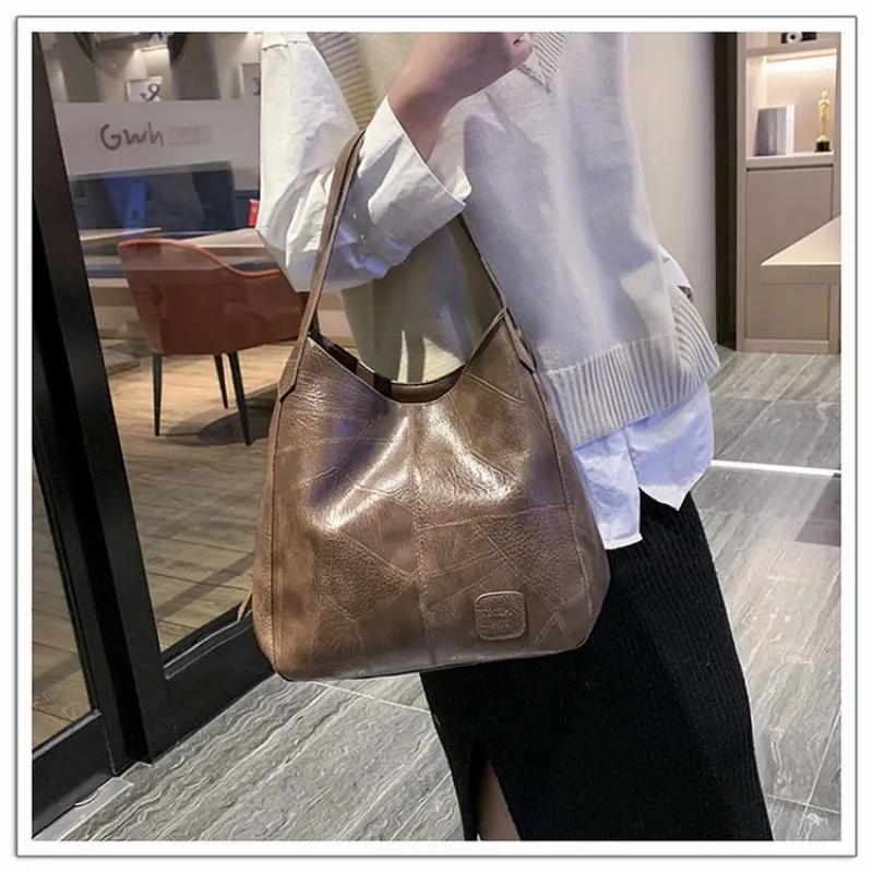Women's Handbag Women's Shoulder Bag Fashion Purse Vintage Leather Bag Large Capacity Handbag Inclined Shoulder Bag Mom's Bag
