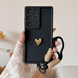 Heart Soft Phone Case with Lanyard Strap - Moto G Pure (Black)