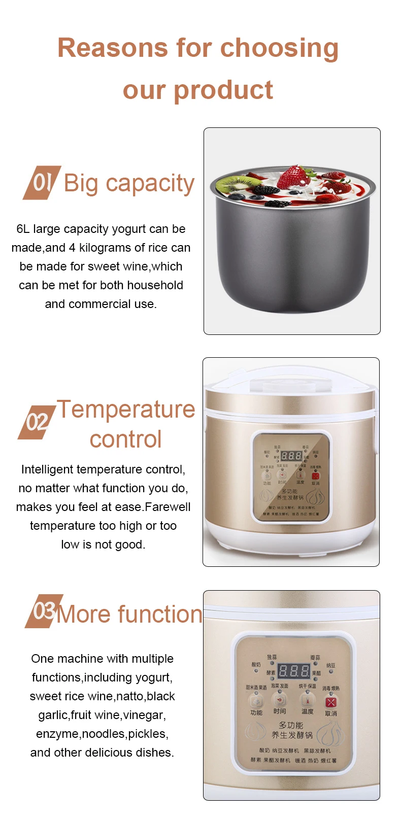 Description Picture 3 of itemBlack Garlic Fermenter Electric Smart Fruit Enzyme Garlics Fermentation Machine Automatic Zymolysis Pot Natto Yogurt Maker EU US