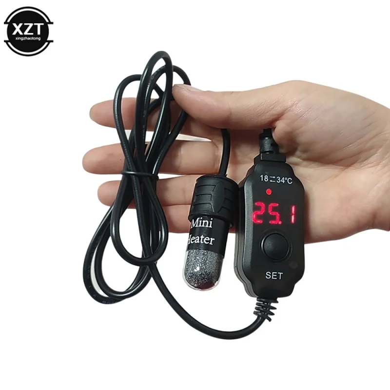 Mini Aquarium Heating Rod Fish Tank Submersible Thermostat 18-34&deg;C Adjustable USB Charge