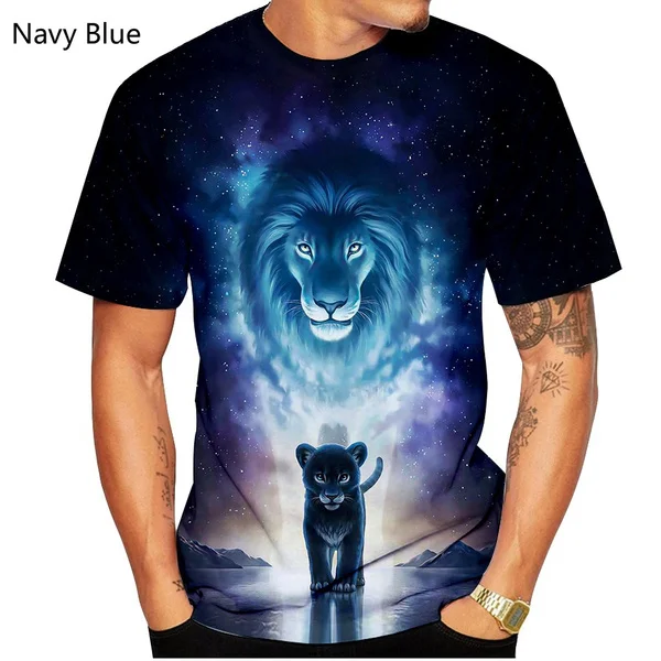 

2023 New Fashion Street Cool T-shirt Lion Pattern HD Printing T-shirt Men/Women Four Seasons 3d Tshirt Print Fire Lion T Shirt