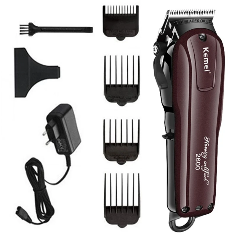 Hair Trimmer Kemei 2600 Adjustable Beard & Hair Clipper Electric Rechargeable Barber Hair Cutting Machine for Men