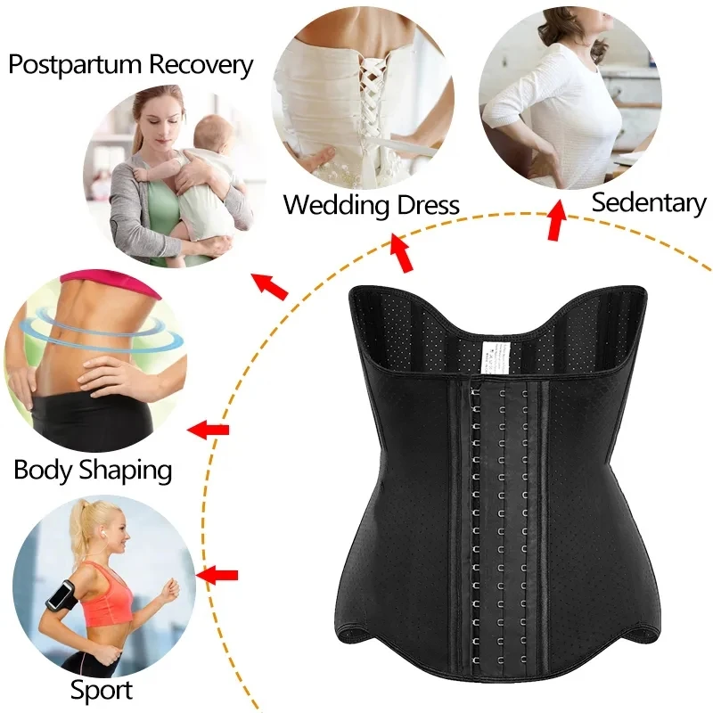 Description Picture 6 of itemLatex Waist Trainer Angel's Wing Corset for Abdominal Contraction Fitness Exercise Steel Bones Modeling Strap Colombian Girdles