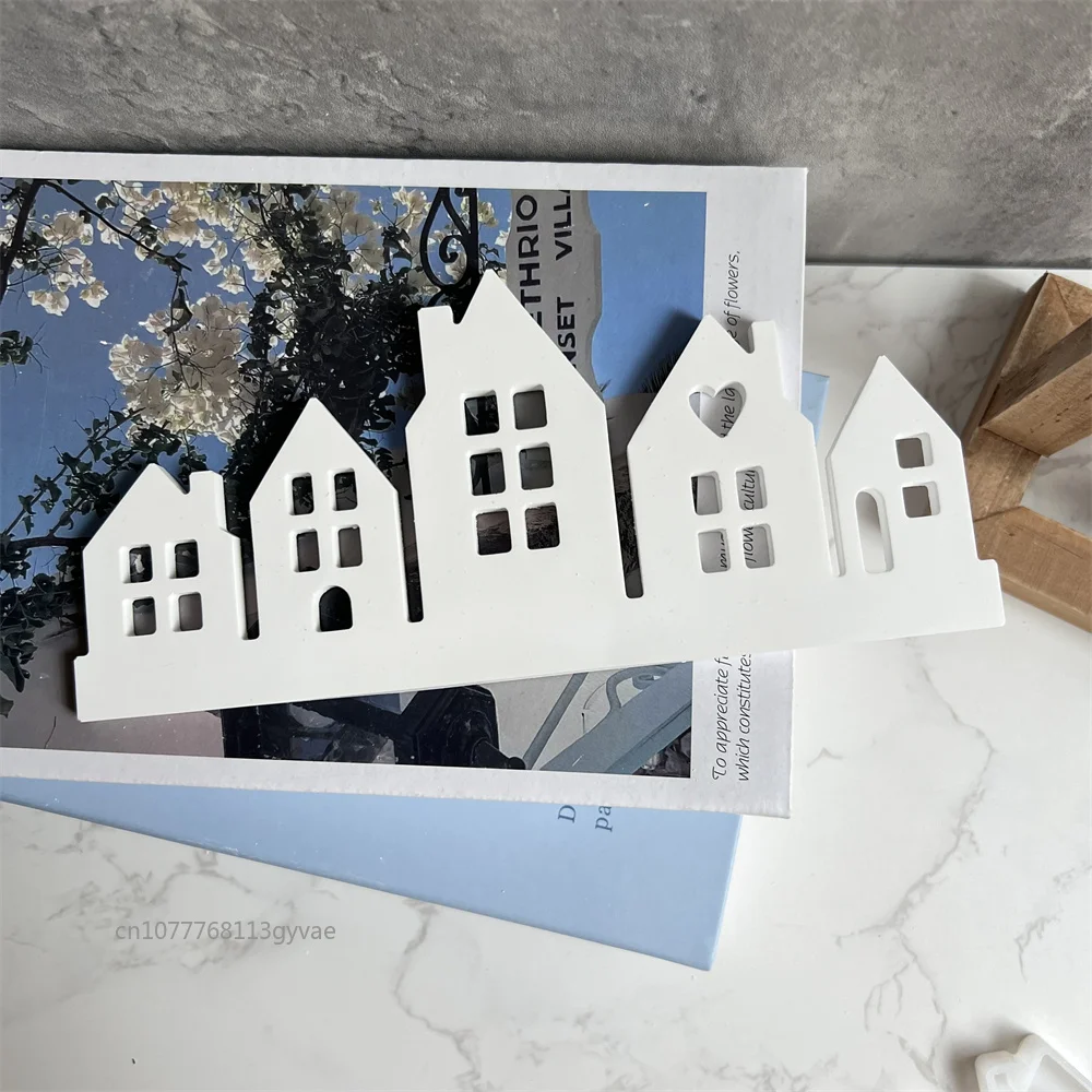 양초 거치대 베이스 석고 몰드, DIY 홈 시멘트 붓기 실리콘 몰드, 점토 에폭시 송진 장식품, 5 집 장식