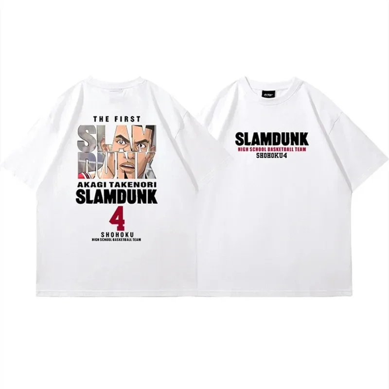Anime Slam Dunk Print T-Shirt Men's Oversized Japanese Manganese Cotton Short Sleeve ping Pure Cotton kid T-shirt