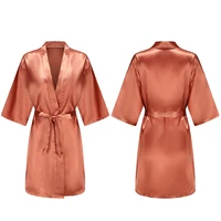 Robes courtes et soyeuses pour femmes, en Satin, pour demoiselle d'honneur, fête de mariée, vêtements de nuit 6