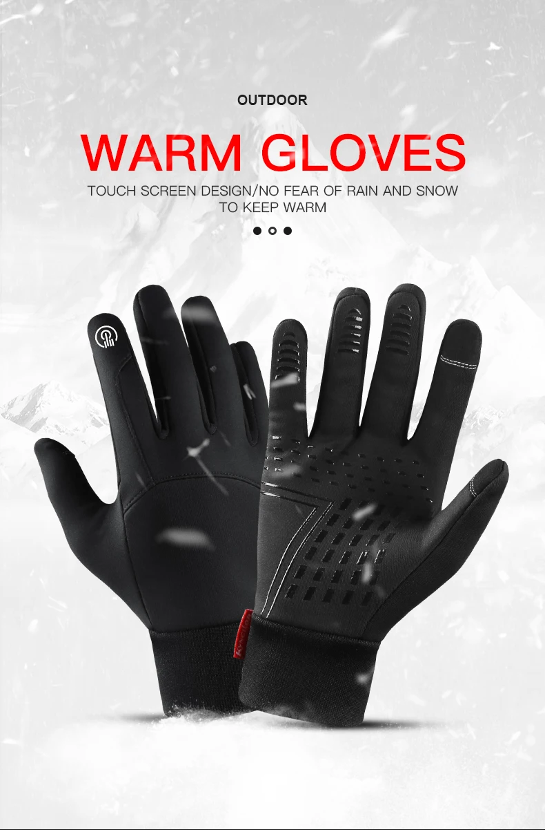 Description Picture 2 of itemAutumn Winter Outdoor Cycling Gloves Gym Fitness Sports Running Warm Touch Screen Nonslip Gloves Motorcycle Gloves Men Black