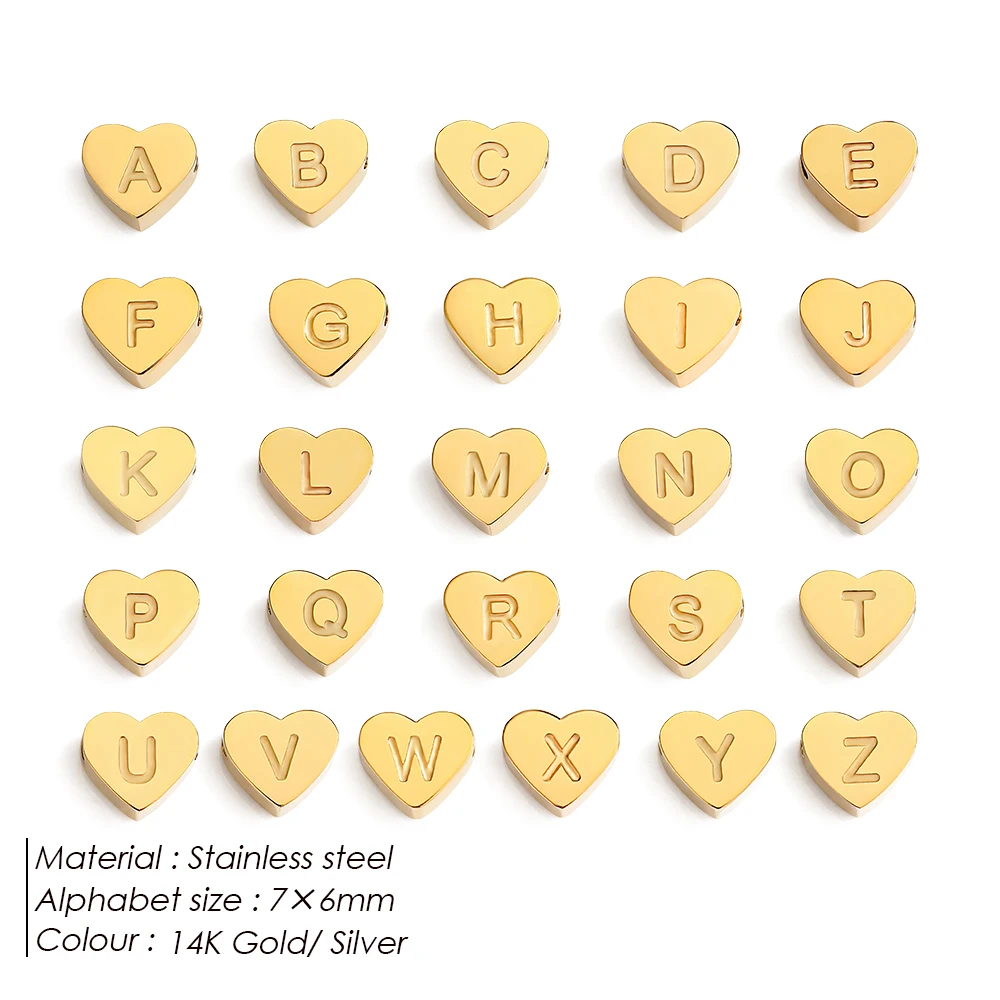 

Initial Name Heart Shape Pendant For Necklaces 316L Stainless Steel Necklace for Women Bracelet Make Earrings Jewelry
