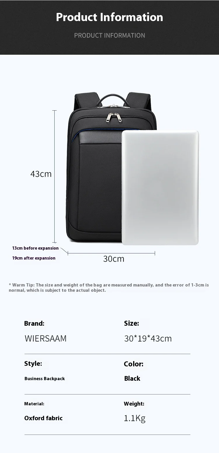 Men's Multi-functional Travel Backpack with Expansion